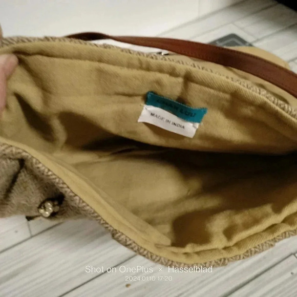 Chan Luu Tan Canvas Embellished Snap Closure Handbag - Picture 6 of 7